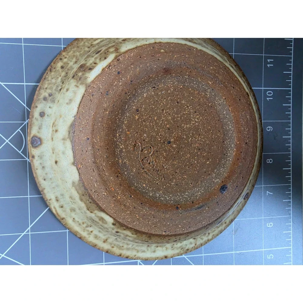 Studio Pottery Handcrafted Ceramic Bowl Signed Earthy Speckled Glaze 7.5 Inch